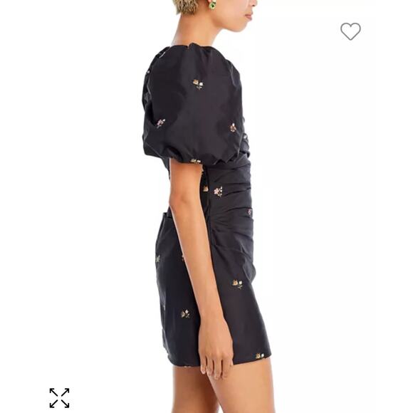 Sea NY Rubina Embroidered Mini Dress Puff Sleeve Floral Ruched - Picture 14 of 16